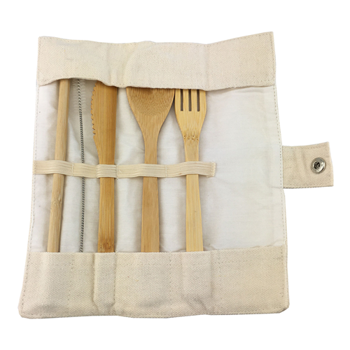 Reusable Bamboo Cutlery Set with Logo Print