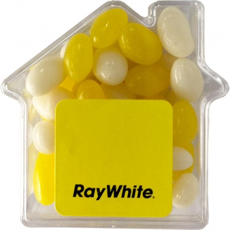 Corporate Colour Jelly Beans In Acrylic House with Logo Sticker