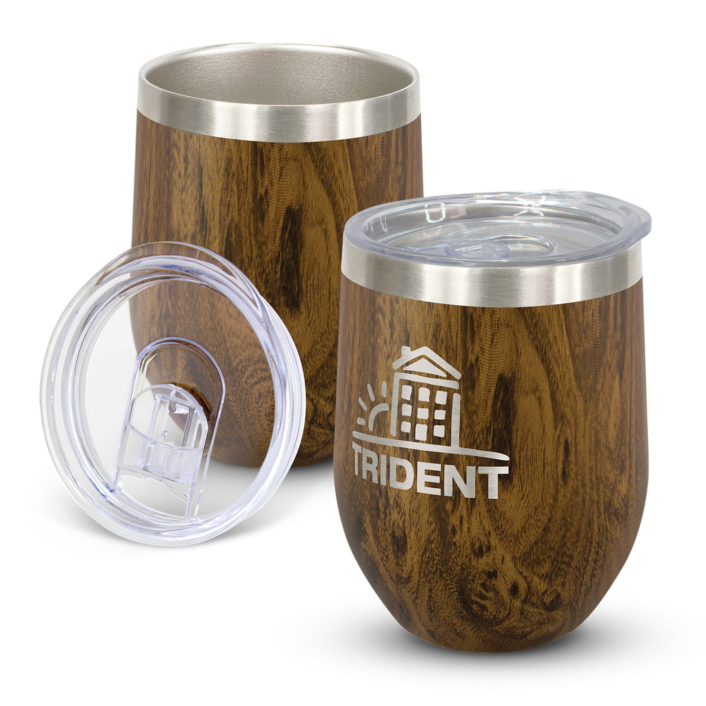 300ml Woodgrain Vacuum Cup with Logo Print
