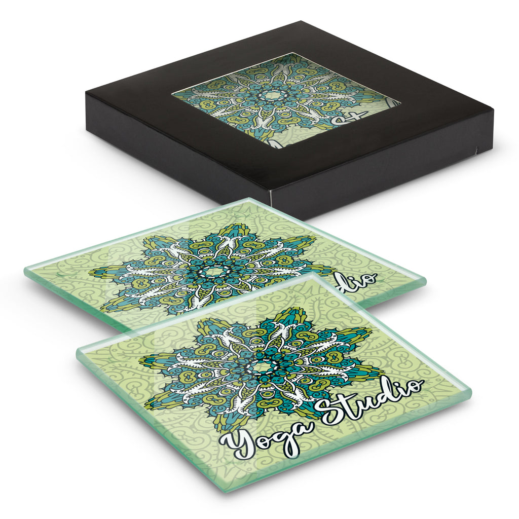 Glass Coaster Set Of Two with Full Colour Logo Print