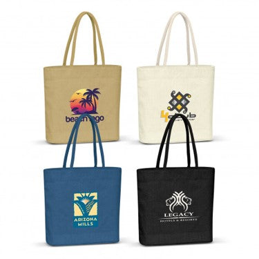 Jute Beach Bag with Logo Print