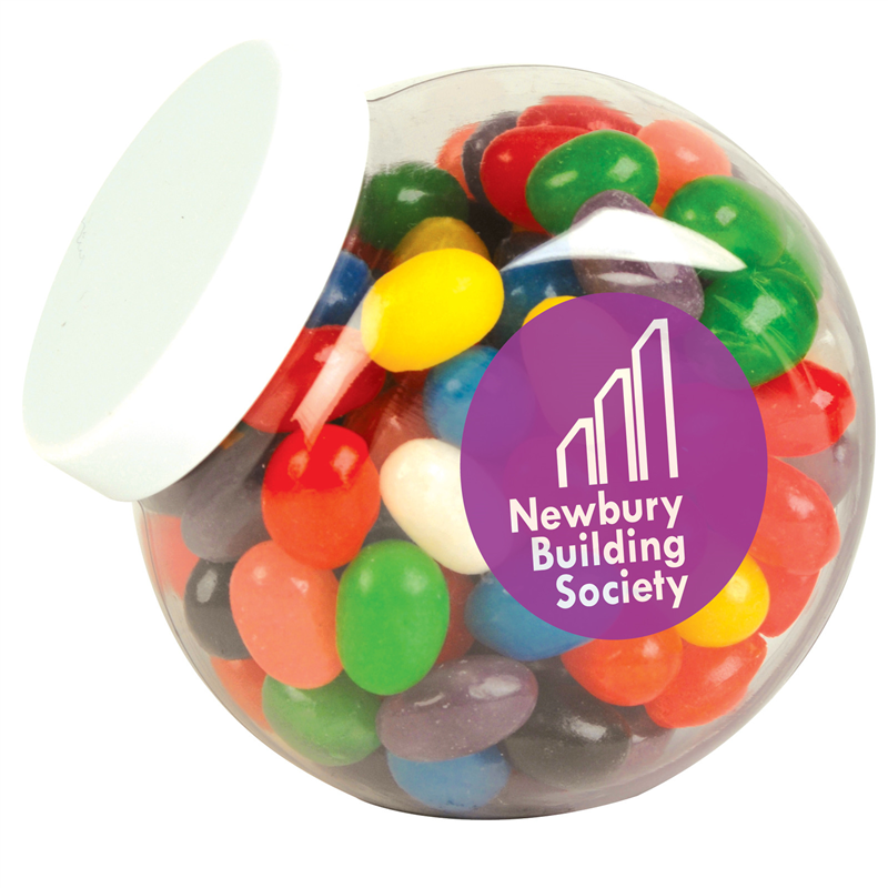 Jar Of Assorted Jelly Beans with Logo Sticker